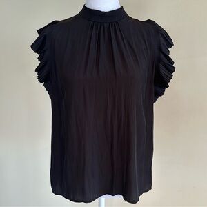 Frame Mock Neck Ruffle Sleeve Top